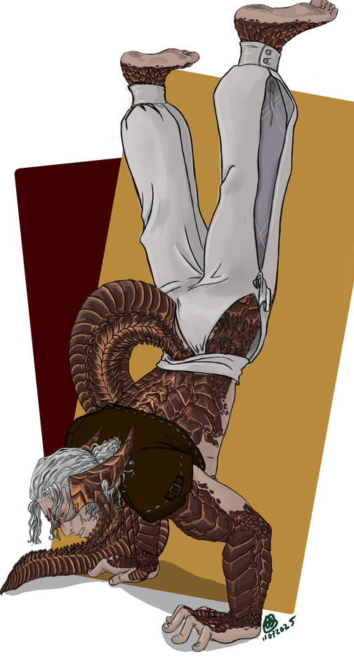 My OC - Delkhii - Doing Pushups.